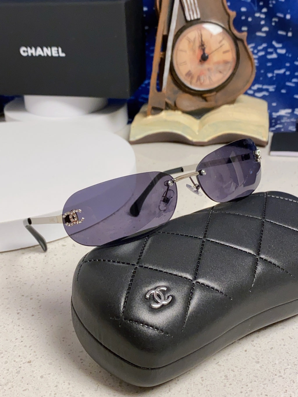Chanel CH4002 Lightweight Rimless Black Lens Sunglasses for Men & Women - detail image 10