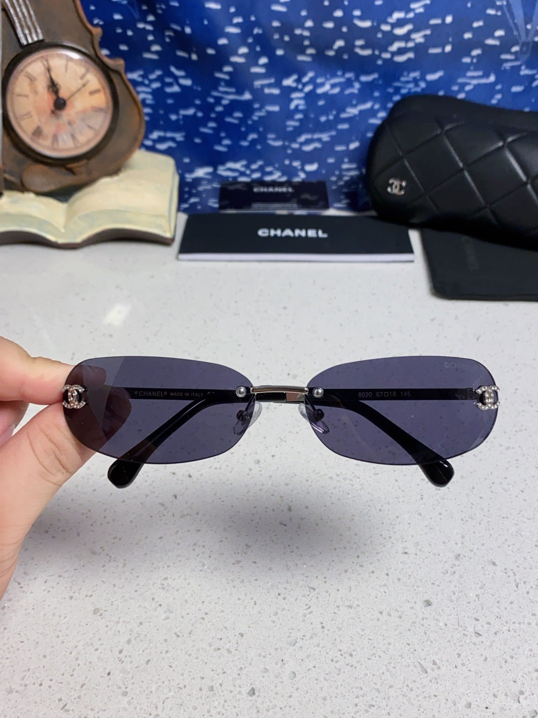 Chanel CH4002 Lightweight Rimless Black Lens Sunglasses for Men & Women - detail image 4