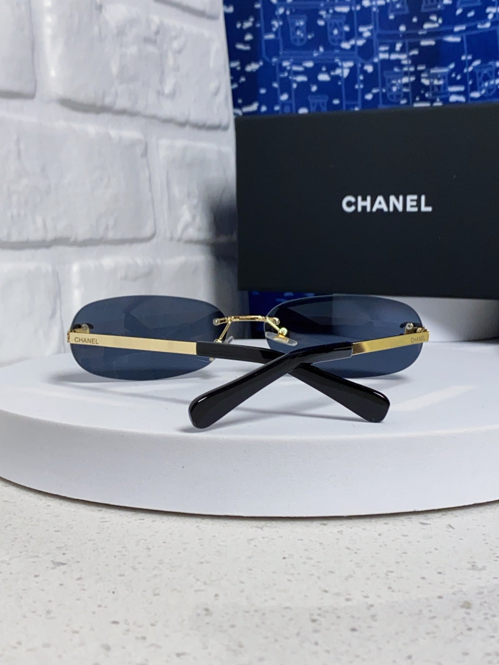 Chanel CH4002 Lightweight Rimless Blue Lens Sunglasses for Men & Women - detail image 3