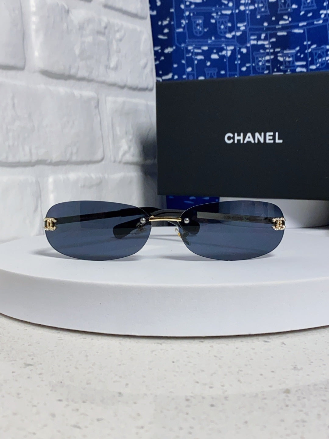 Chanel CH4002 Lightweight Rimless Blue Lens Sunglasses for Men & Women - detail image 2