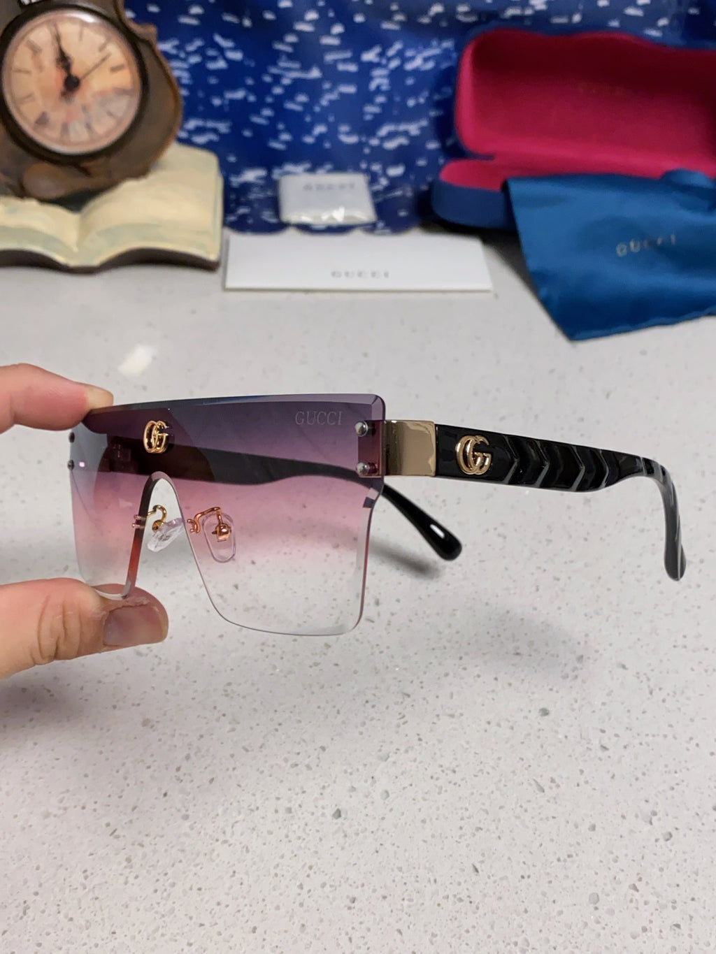 Gucci Square Silver Lens Sunglasses for Women - 464957 - detail image 6