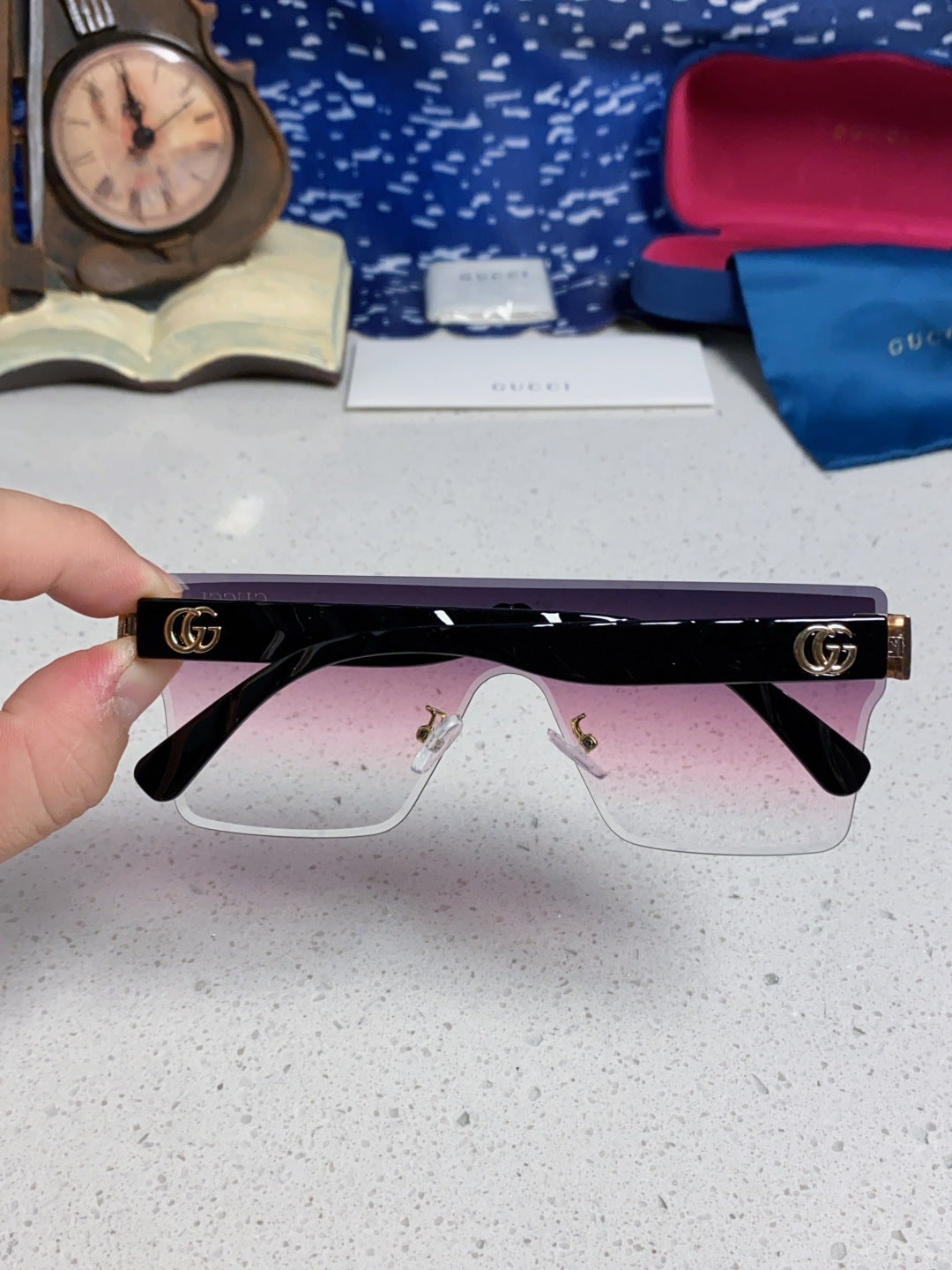 Gucci Square Silver Lens Sunglasses for Women - 464957 - detail image 5