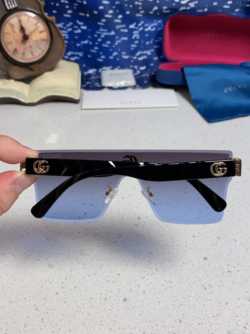 Gucci Square Blue Lens Sunglasses for Women - detail image 5