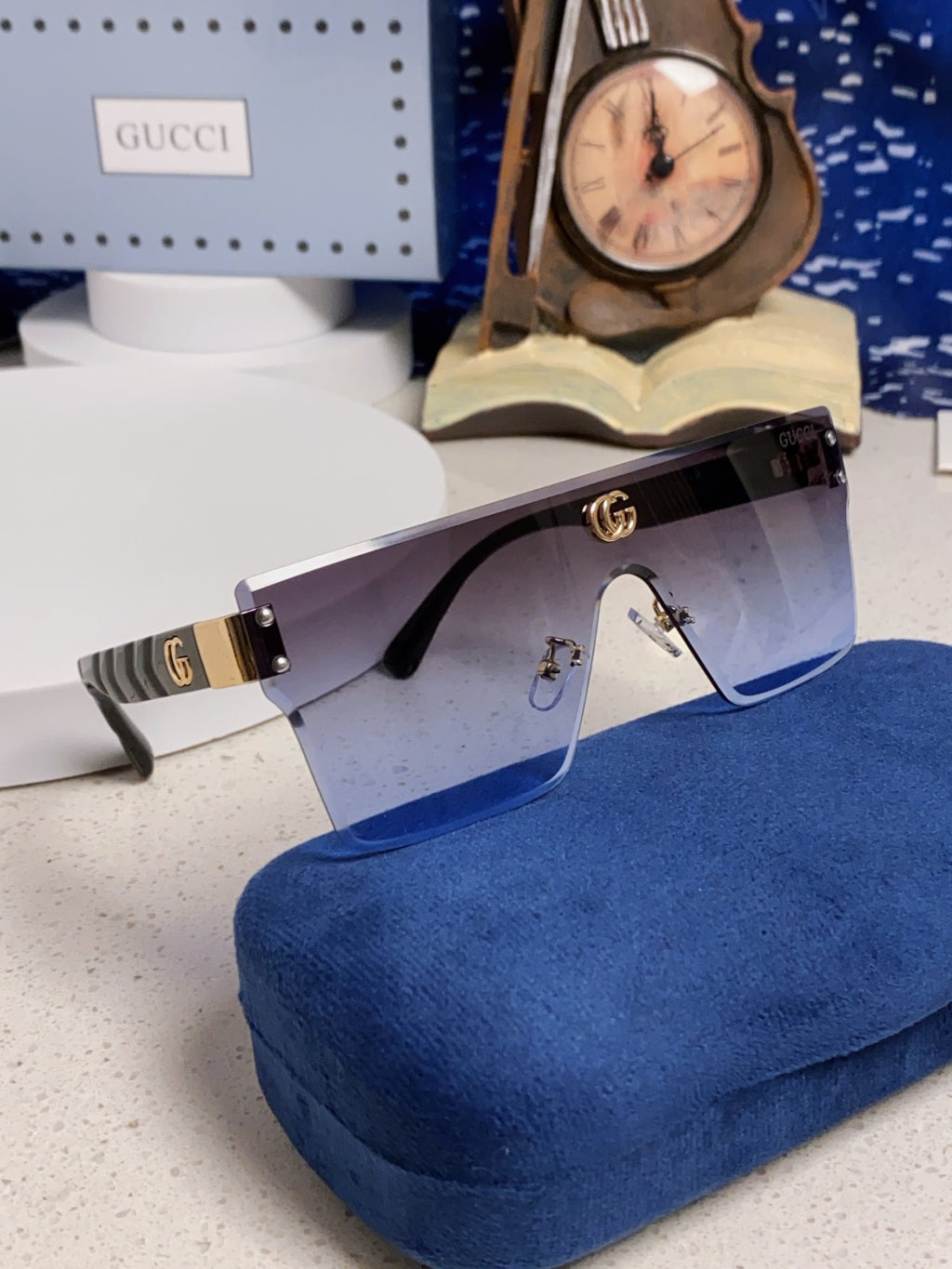 Gucci Square Blue Lens Sunglasses for Women - detail image 10