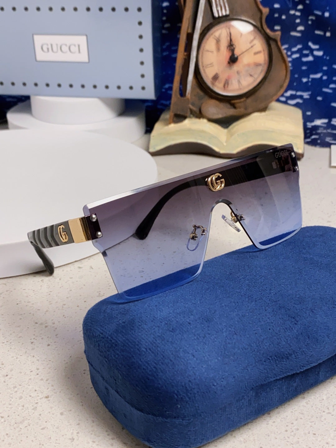 Gucci Square Blue Lens Sunglasses for Women - detail image 10