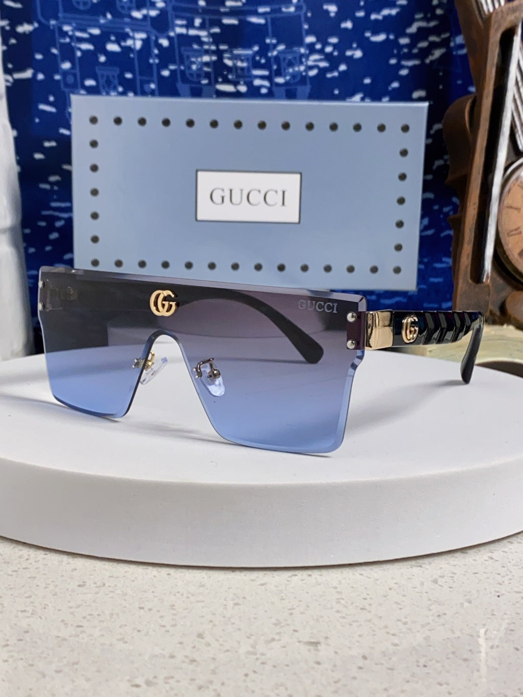 Gucci Square Blue Lens Sunglasses for Women