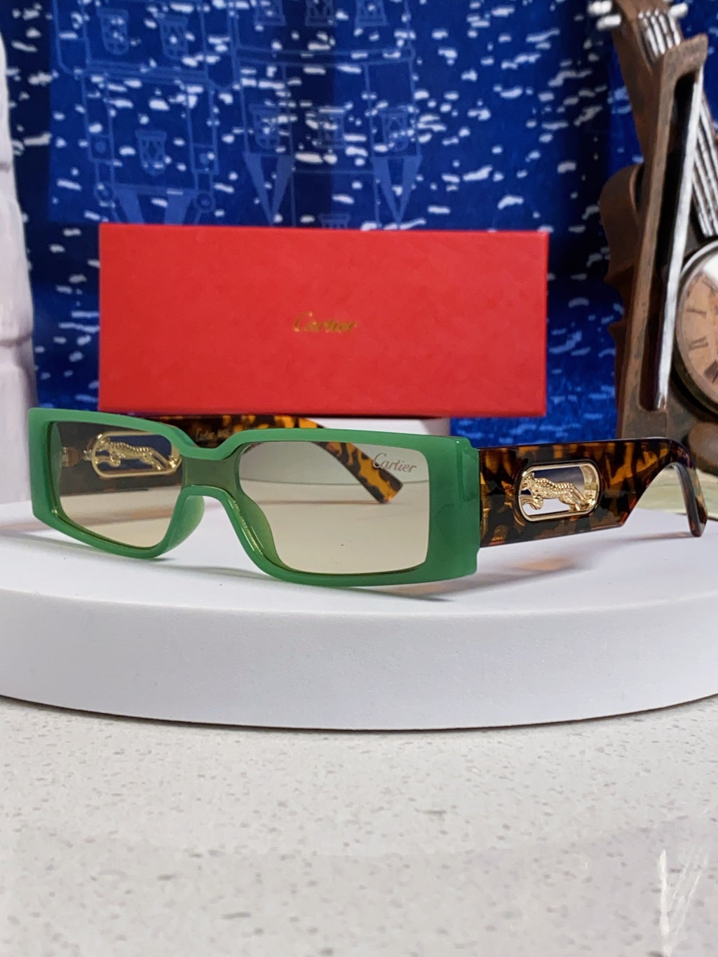 Cartier Fashion Green Lens Sunglasses for Women