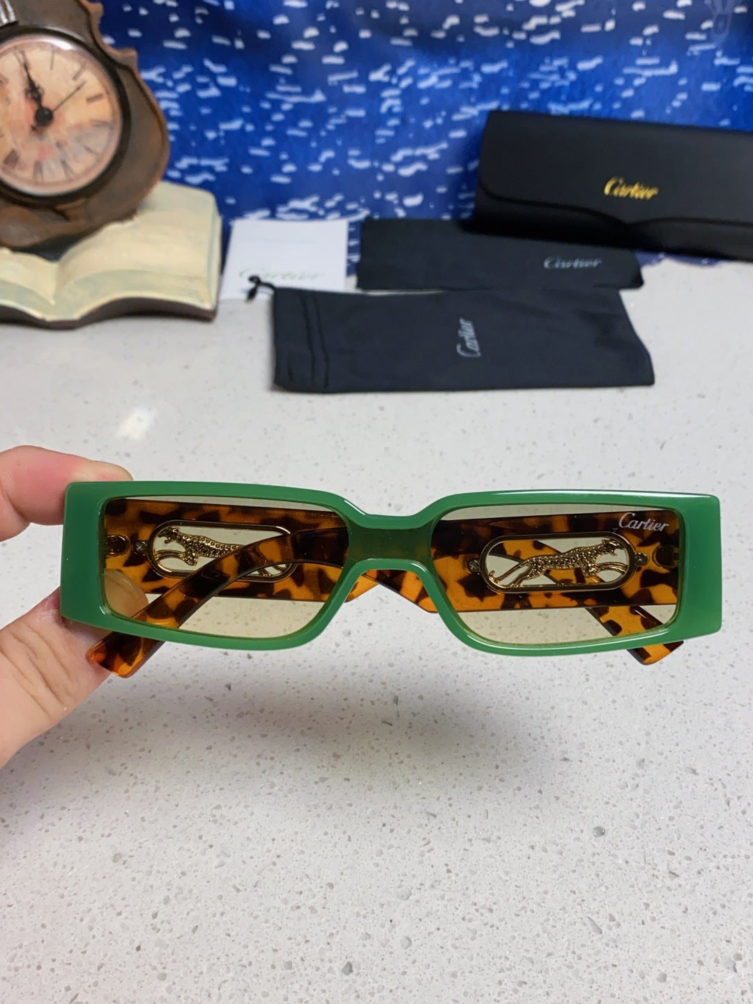 Cartier Fashion Green Lens Sunglasses for Women - detail image 4