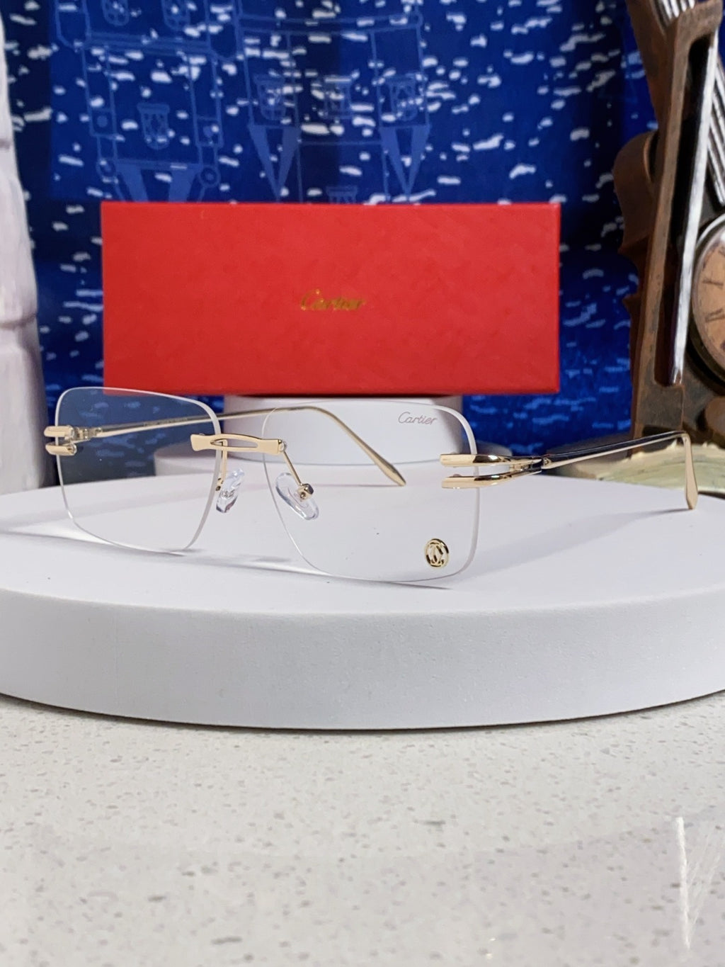 Cartier Lightweight Rimless Silver Lens Sunglasses for Men & Women - 465787