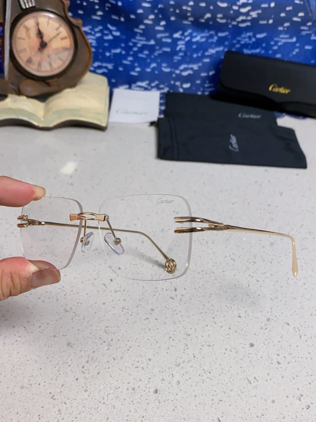 Cartier Lightweight Rimless Silver Lens Sunglasses for Men & Women - 465787 - detail image 6