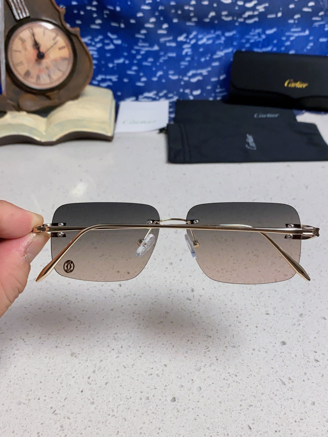 Cartier Lightweight Rimless Silver Lens Sunglasses for Men & Women - 465788 - detail image 4