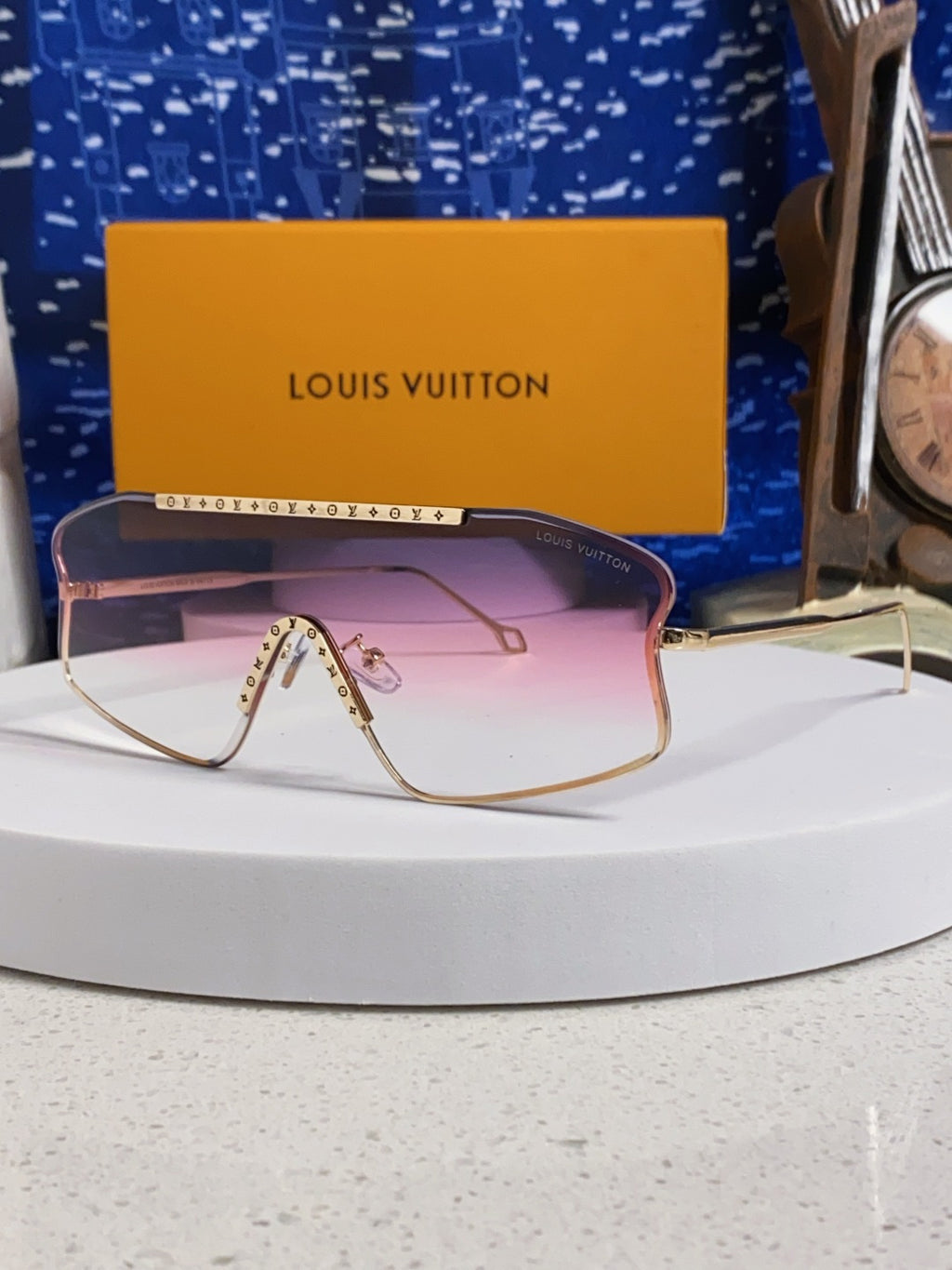Louis Vuitton Lightweight Rimless Purple Lens Sunglasses for Men & Women