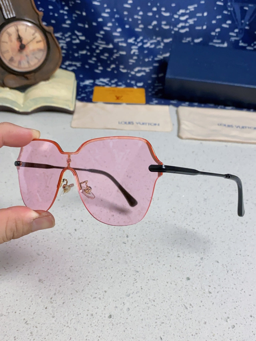 Louis Vuitton Lightweight Rimless Silver Lens Sunglasses for Women - 464643 - detail image 5