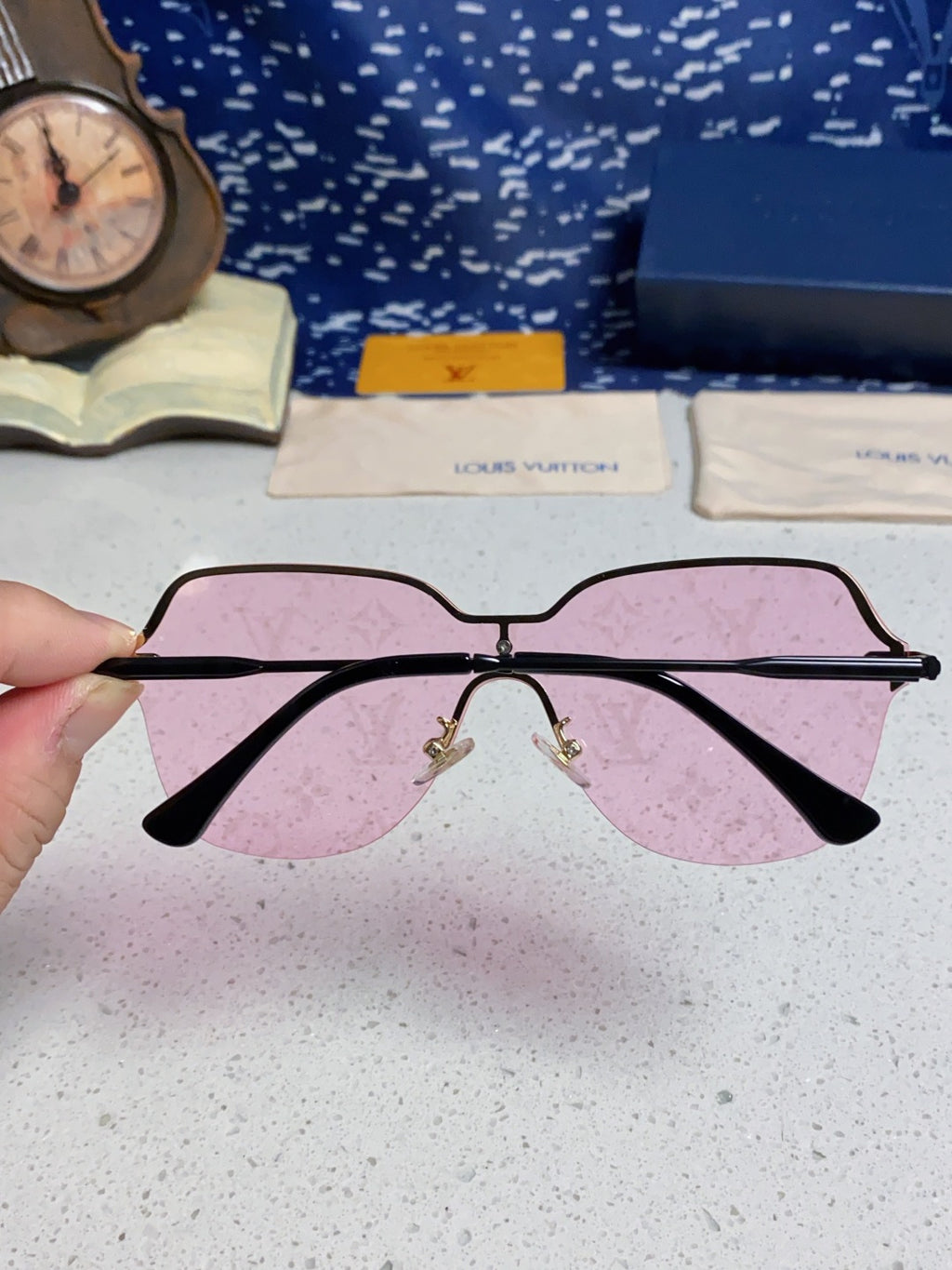 Louis Vuitton Lightweight Rimless Silver Lens Sunglasses for Women - 464643 - detail image 4