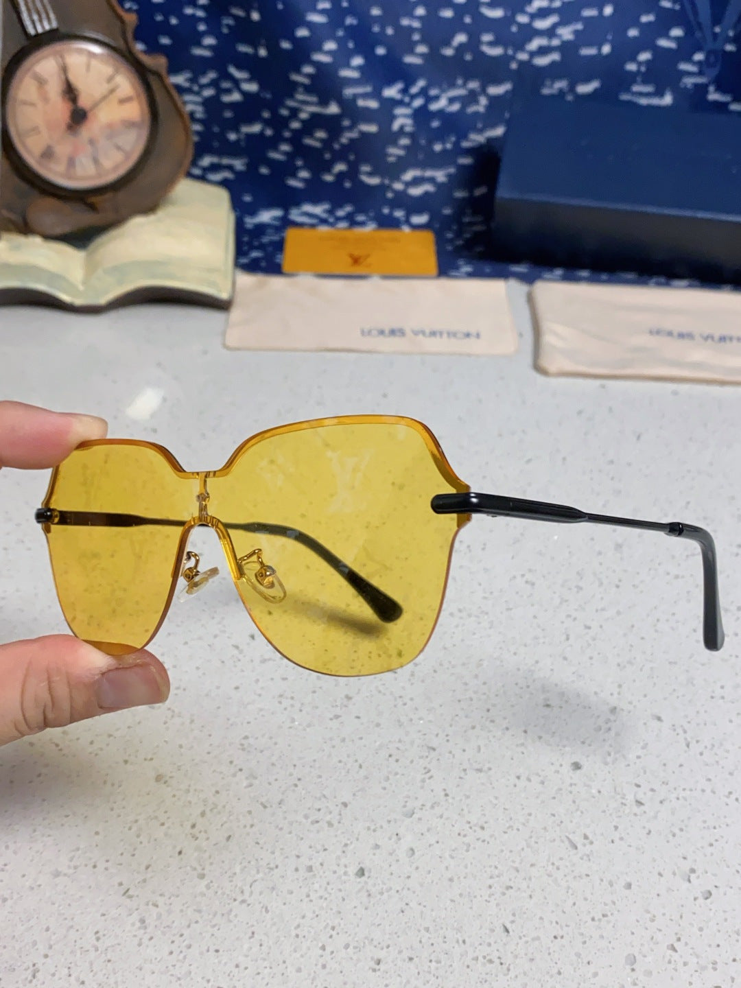 Louis Vuitton Lightweight Rimless Orange Lens Sunglasses for Women - detail image 6