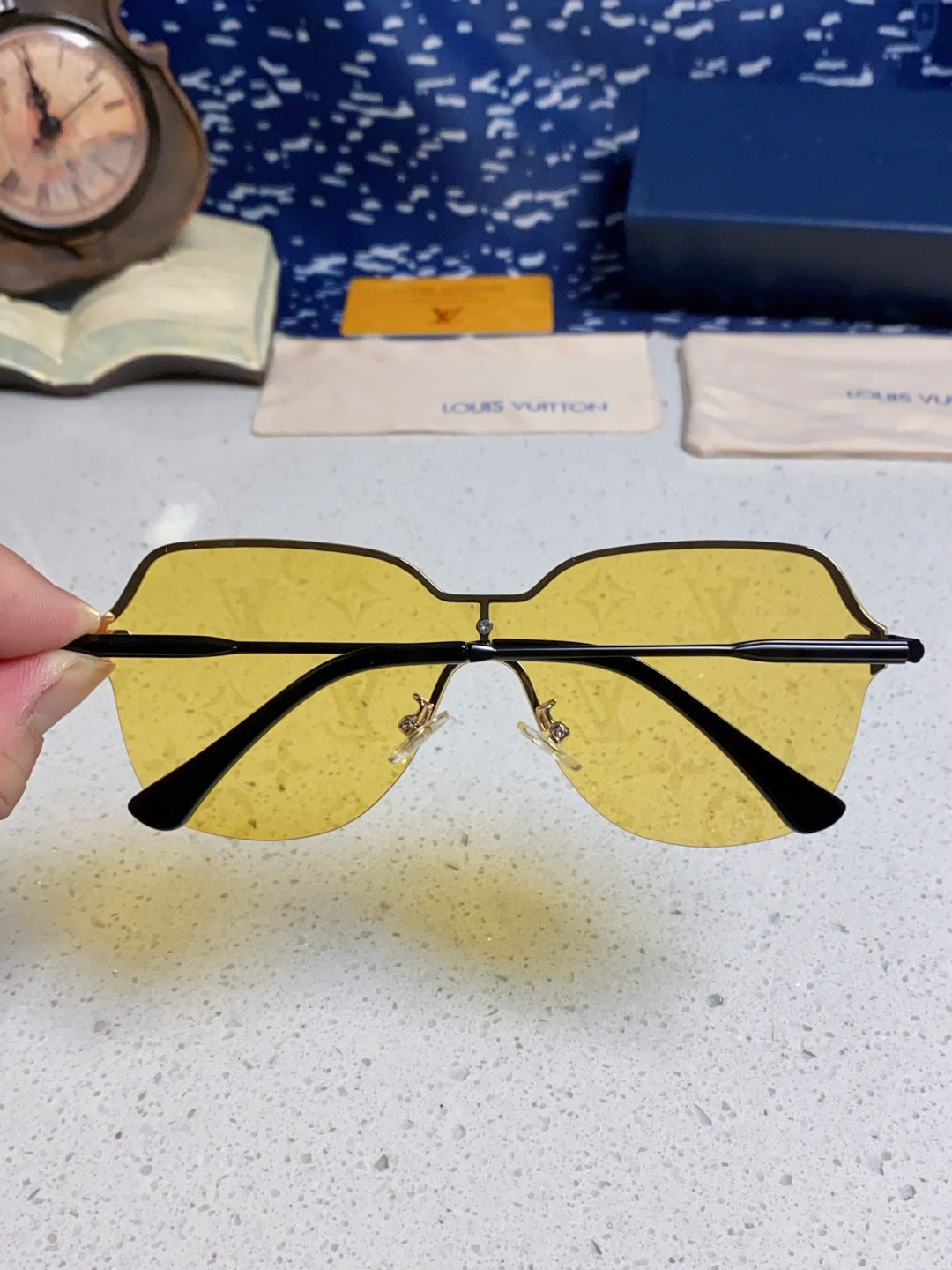 Louis Vuitton Lightweight Rimless Orange Lens Sunglasses for Women - detail image 5