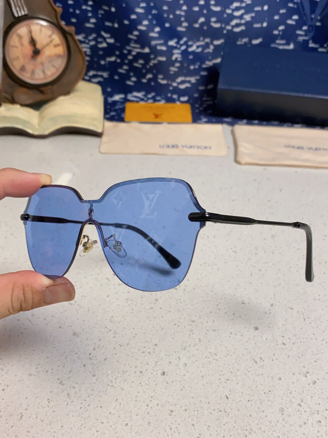 Louis Vuitton Lightweight Rimless Blue Lens Sunglasses for Women - 464645 - detail image 6