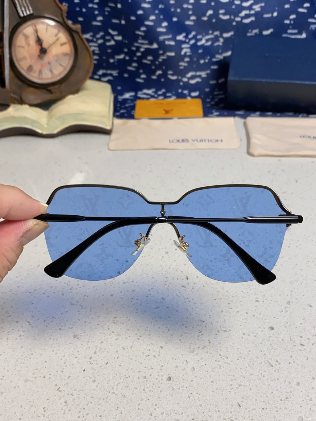 Louis Vuitton Lightweight Rimless Blue Lens Sunglasses for Women - 464645 - detail image 5