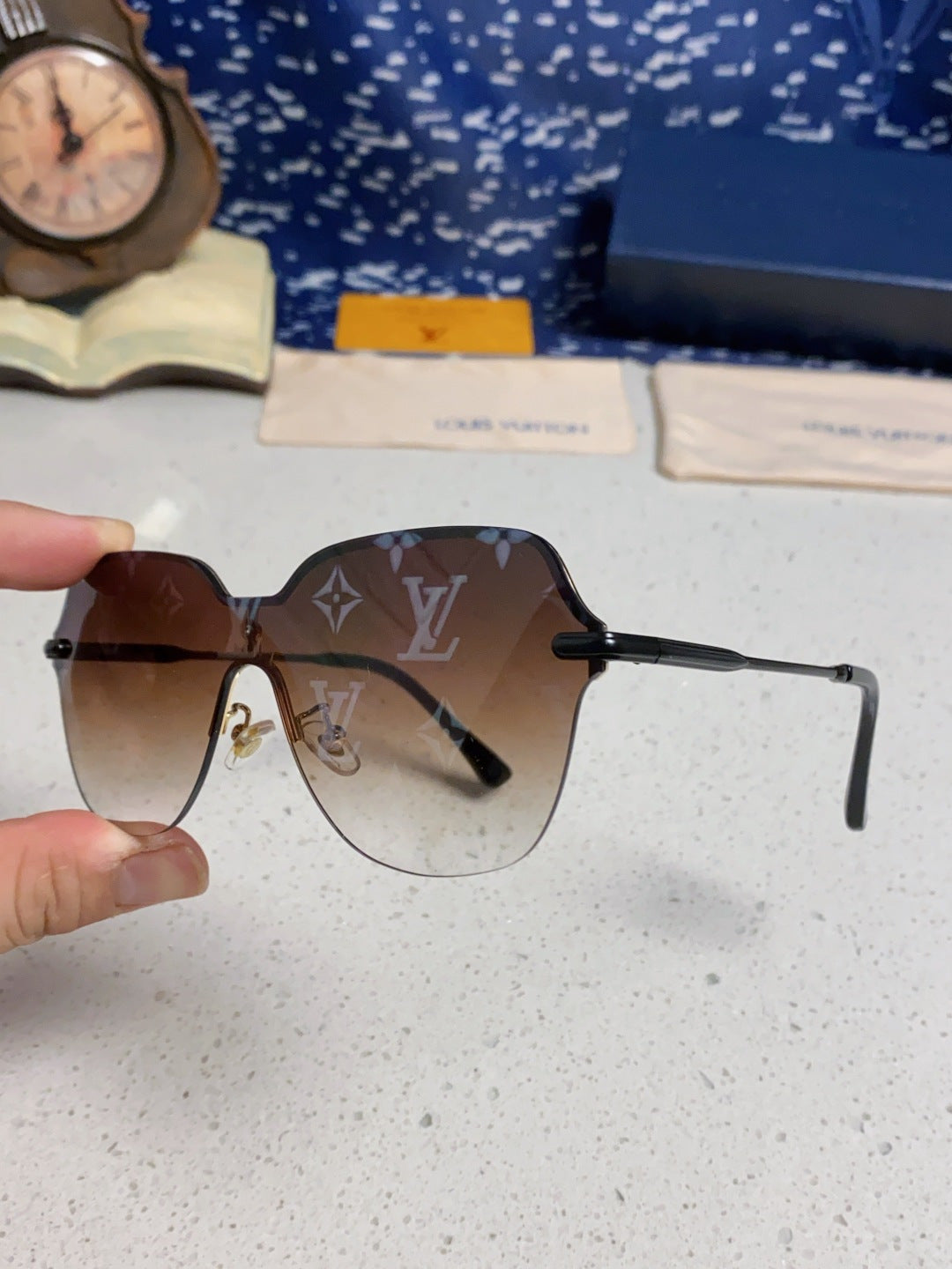 Louis Vuitton Lightweight Rimless Silver Lens Sunglasses for Women - detail image 6