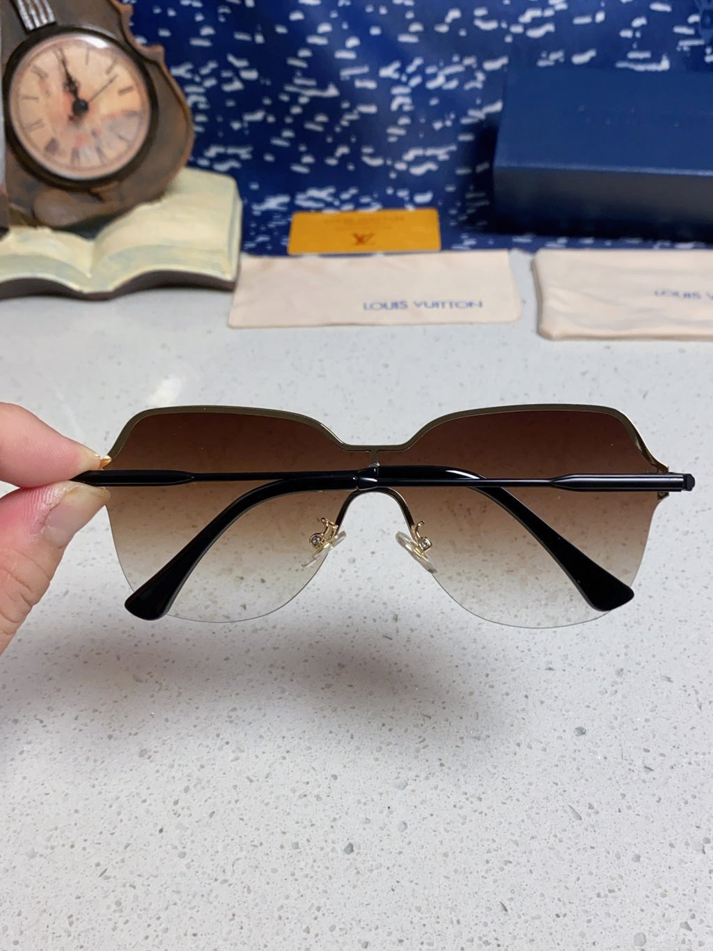 Louis Vuitton Lightweight Rimless Silver Lens Sunglasses for Women - detail image 5
