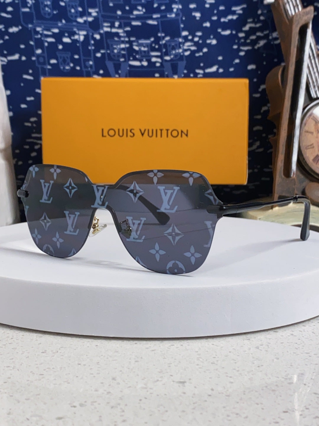 Louis Vuitton Lightweight Rimless Blue Lens Sunglasses for Women