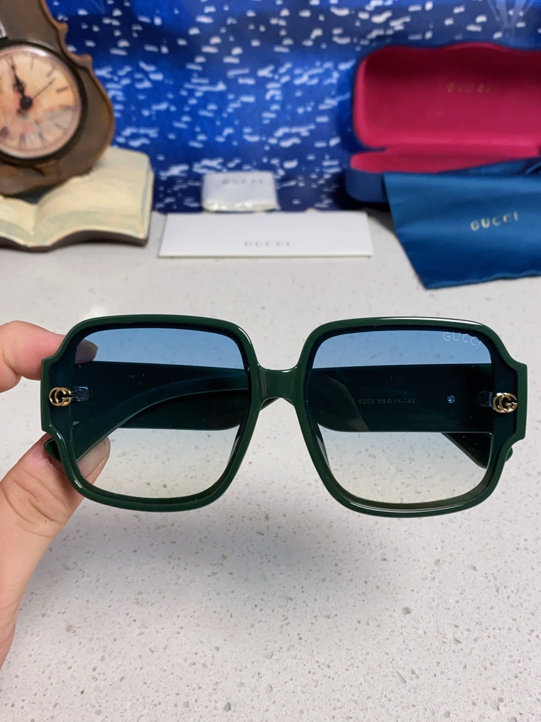 Gucci Fashion Blue Lens Sunglasses for Men & Women - 493350 - detail image 4