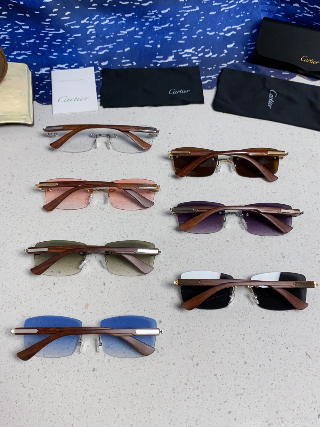 Cartier Lightweight Rimless Silver Lens Sunglasses for Men & Women - 432340 - detail image 11