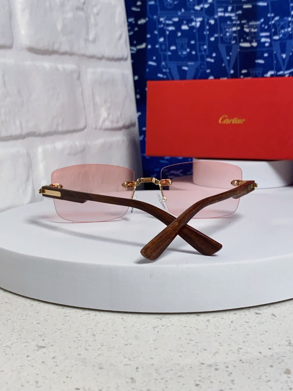 Cartier Lightweight Rimless Red Lens Sunglasses for Men & Women - 432336 - detail image 2