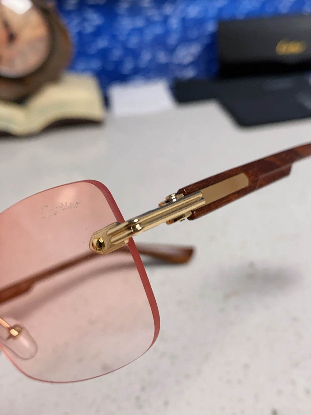 Cartier Lightweight Rimless Red Lens Sunglasses for Men & Women - 432336 - detail image 6