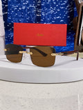 Cartier Lightweight Rimless Brown Lens Sunglasses for Men & Women - 432338