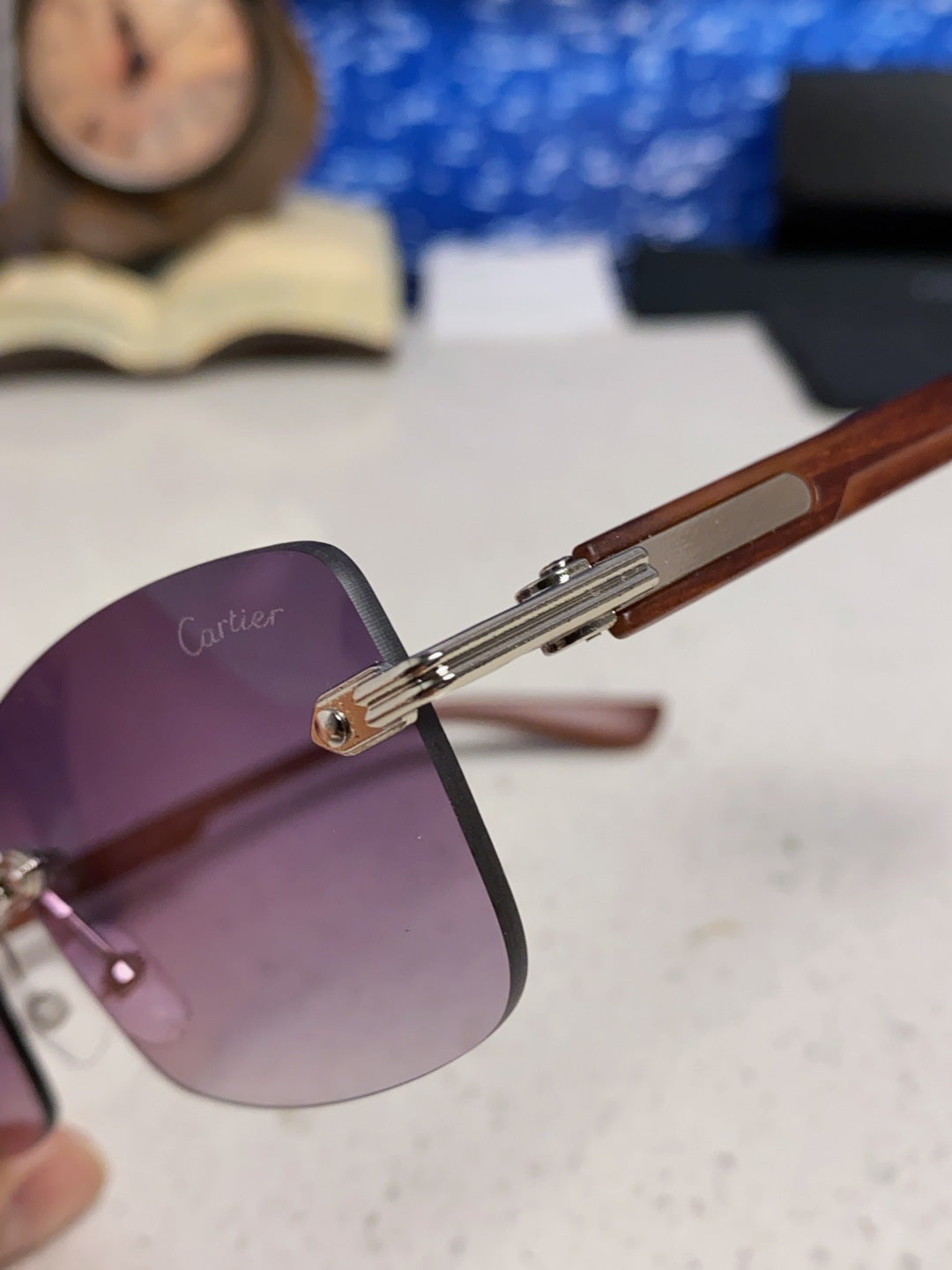 Cartier Lightweight Rimless Purple Lens Sunglasses for Men & Women - 487375 - detail image 6