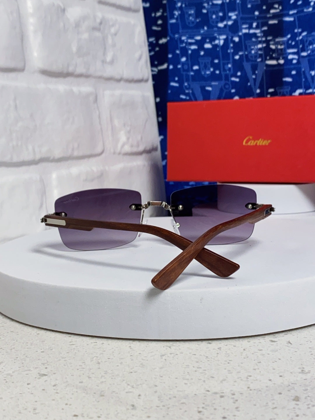 Cartier Lightweight Rimless Purple Lens Sunglasses for Men & Women - 487375 - detail image 2