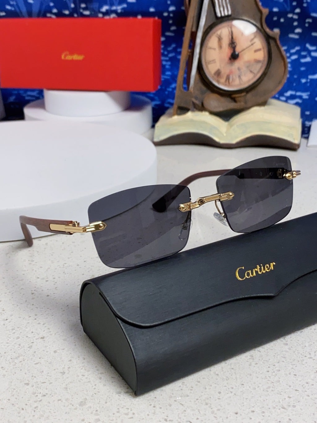 Cartier Lightweight Rimless Silver Lens Sunglasses for Men & Women - 432340 - detail image 10