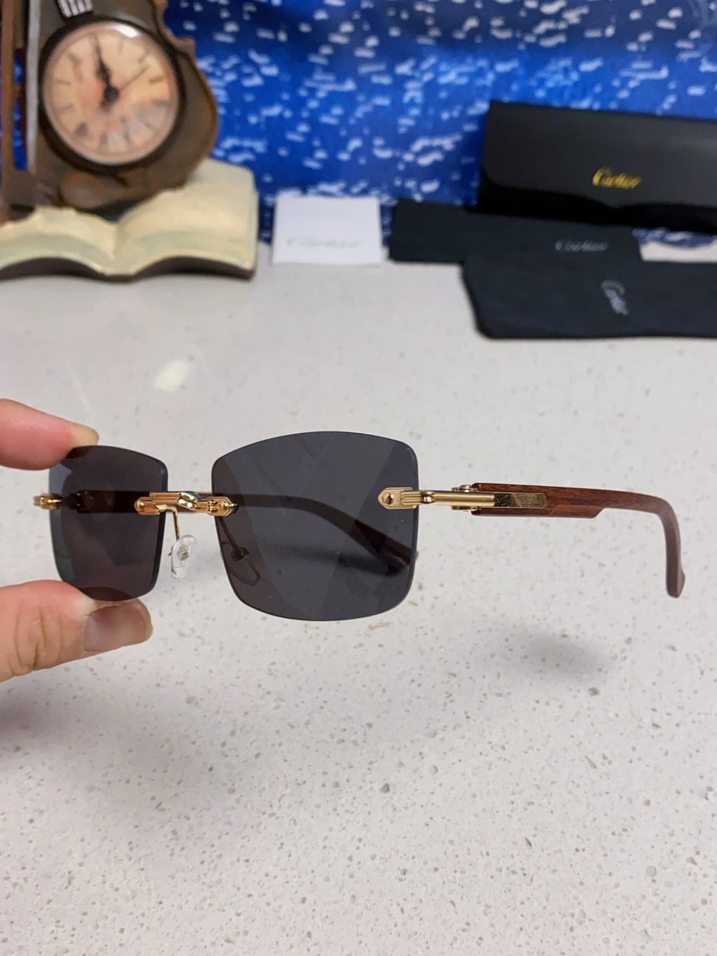 Cartier Lightweight Rimless Silver Lens Sunglasses for Men & Women - 432340 - detail image 6