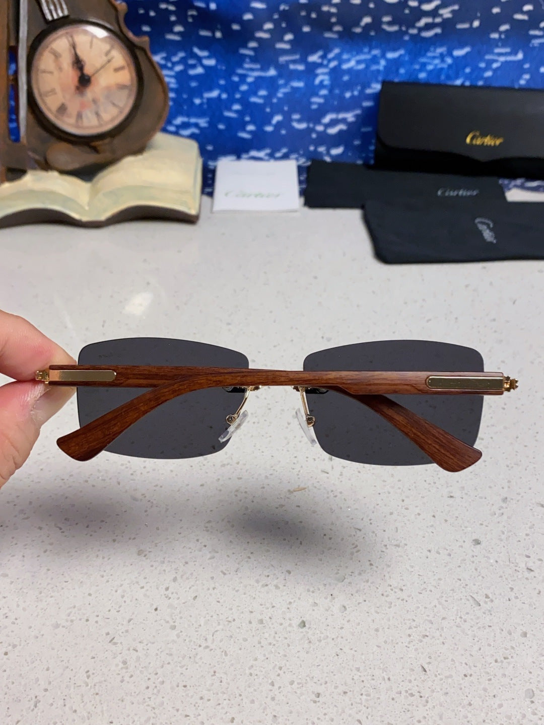 Cartier Lightweight Rimless Silver Lens Sunglasses for Men & Women - 432340 - detail image 5