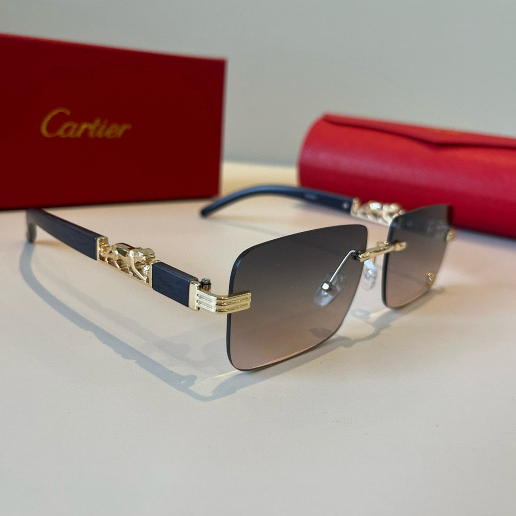 Cartier Lightweight Metal Rimless Silver Lens Sunglasses for Men & Wo - 432316
