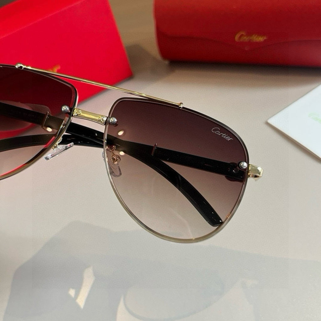 Cartier Aviator Brown Lens Sunglasses for Men - detail image 5