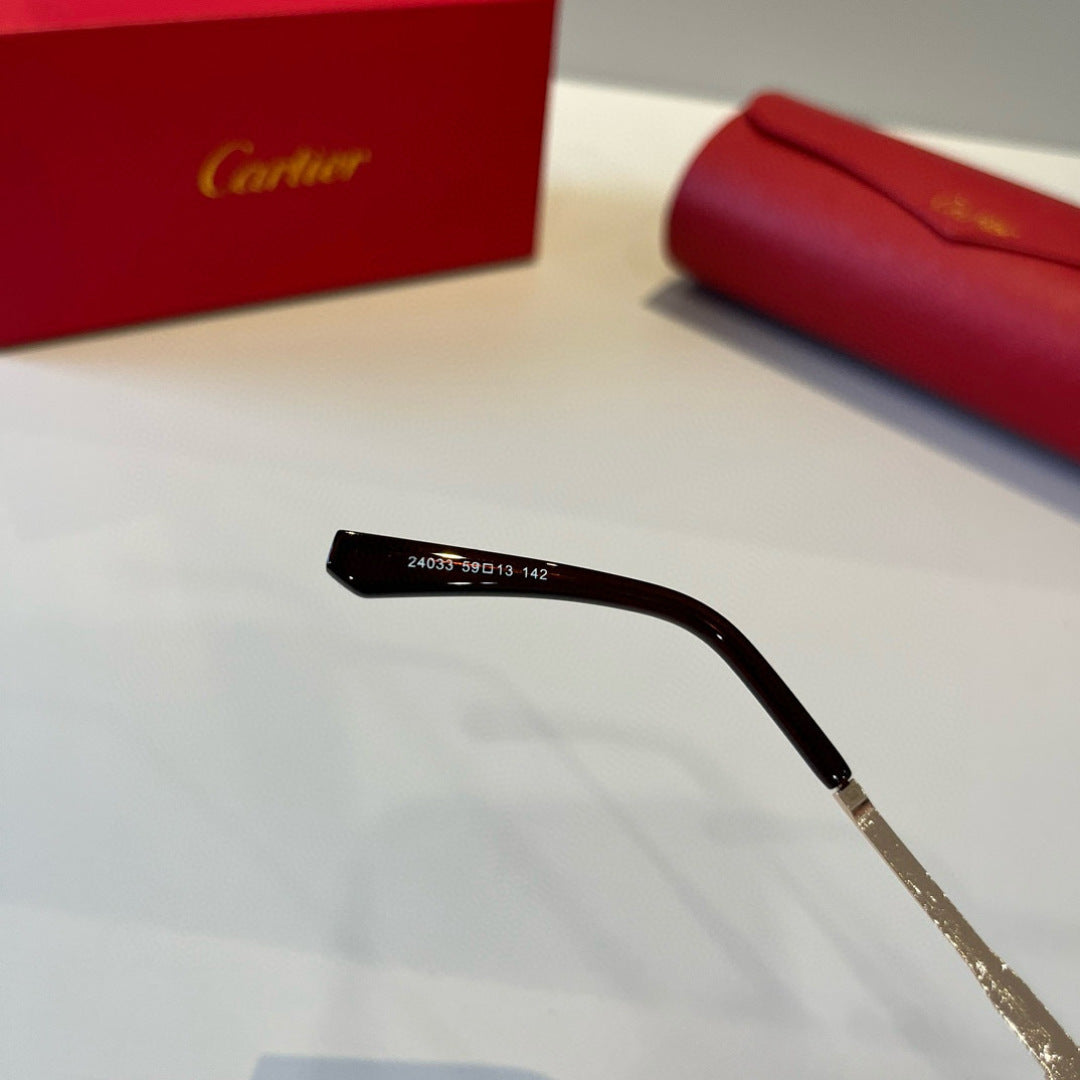 Cartier Lightweight Metal Rimless Brown Lens Sunglasses for Men & Wom - 487379 - detail image 9