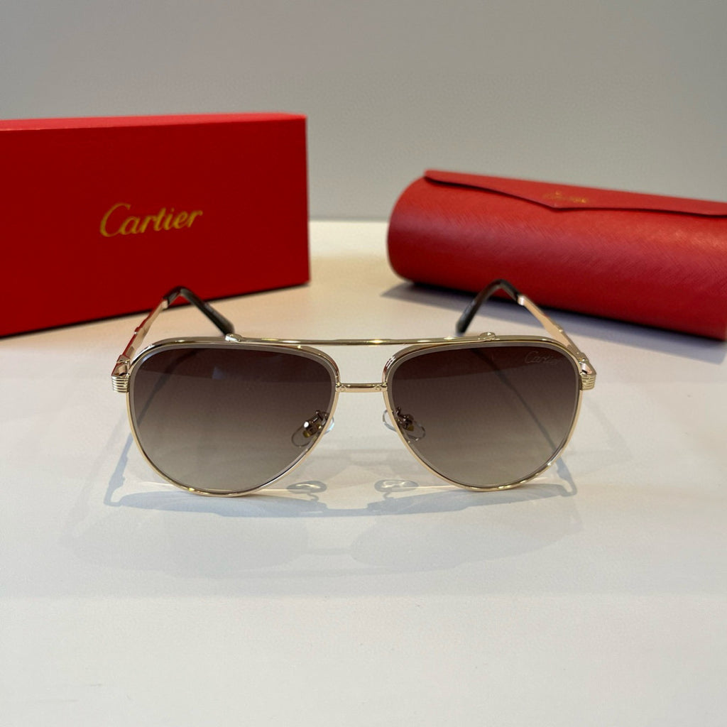 Cartier Lightweight Metal Rimless Brown Lens Sunglasses for Men & Wom - 487379 - detail image 2