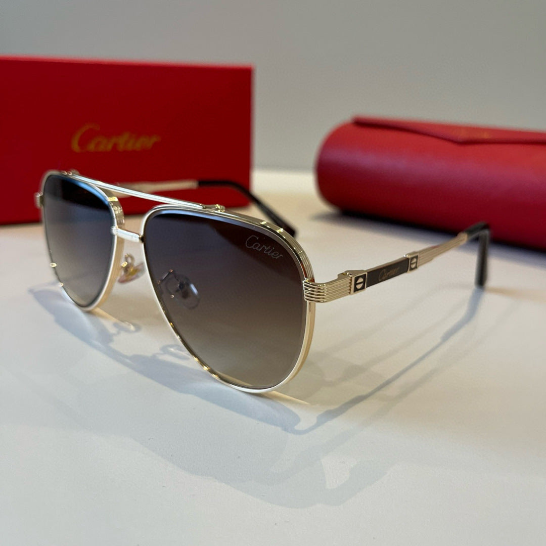 Cartier Lightweight Metal Rimless Brown Lens Sunglasses for Men & Wom - 487379 - detail image 3