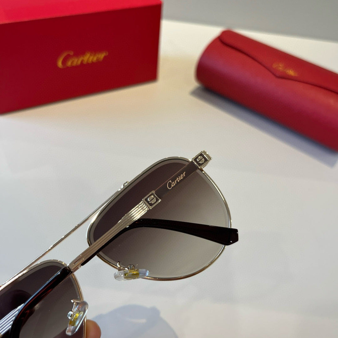 Cartier Lightweight Metal Rimless Brown Lens Sunglasses for Men & Wom - 487379 - detail image 7