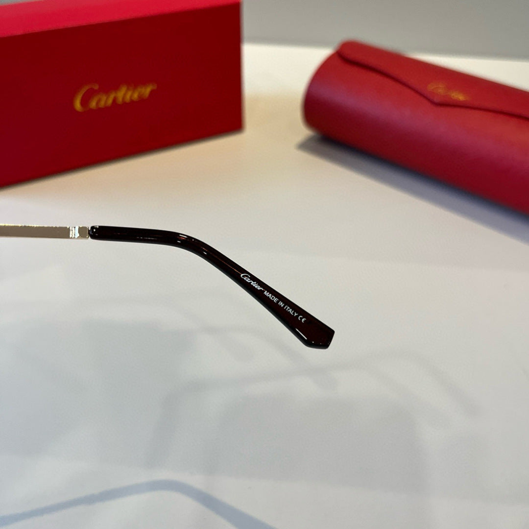 Cartier Lightweight Metal Rimless Brown Lens Sunglasses for Men & Wom - 449551 - detail image 8