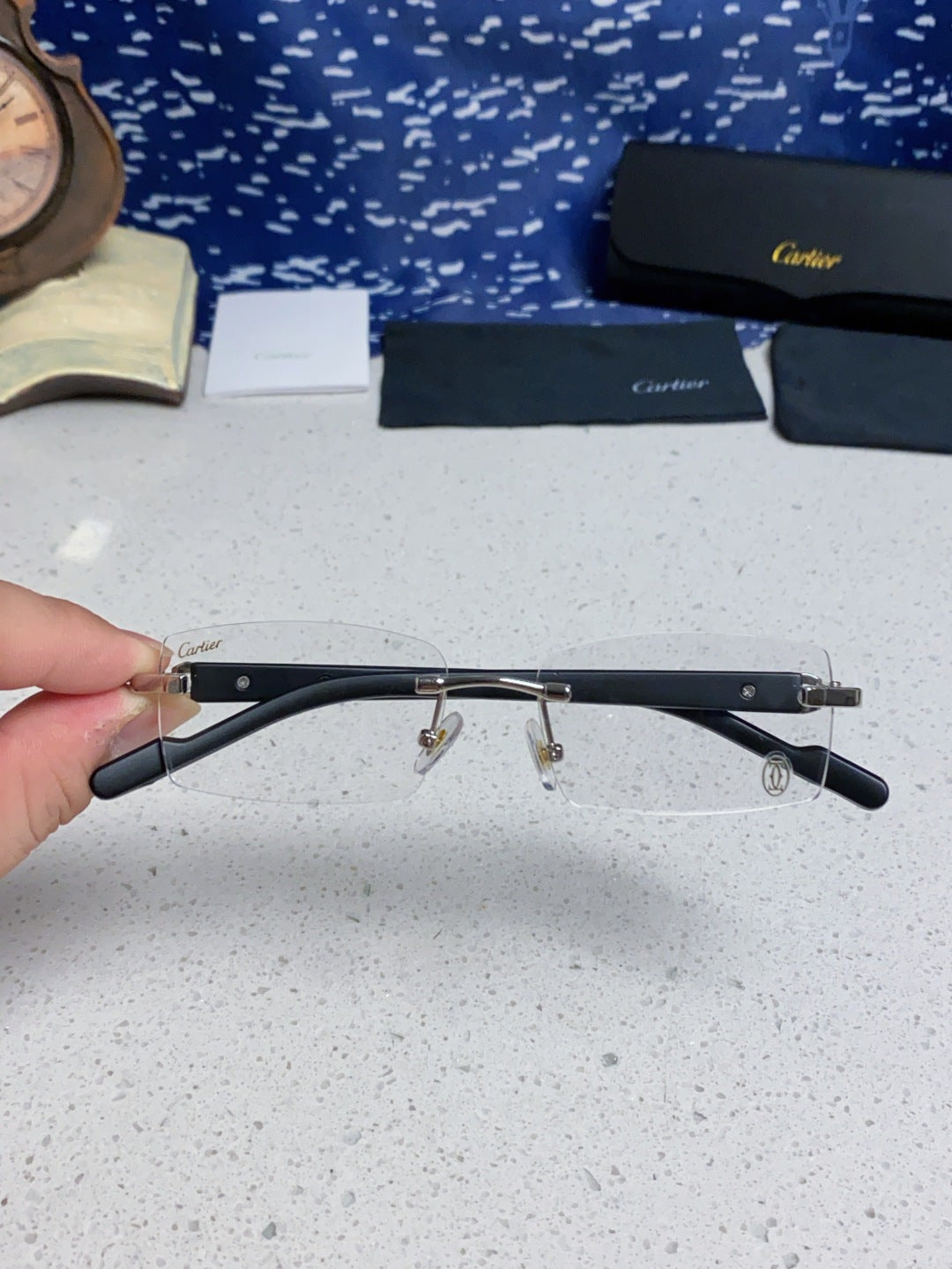 Cartier Lightweight Rimless Silver Lens Sunglasses for Men & Women - 465901 - detail image 4