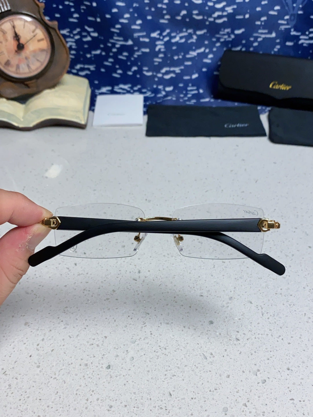 Cartier Lightweight Rimless Silver Lens Sunglasses for Men & Women - 465902 - detail image 5