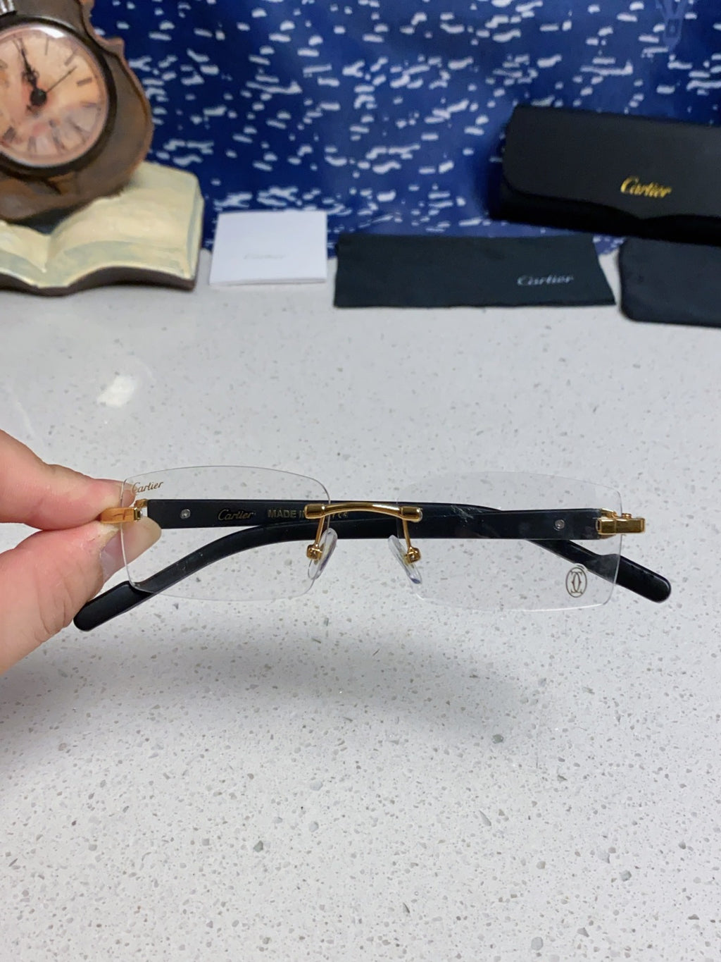 Cartier Lightweight Rimless Silver Lens Sunglasses for Men & Women - 465902 - detail image 4