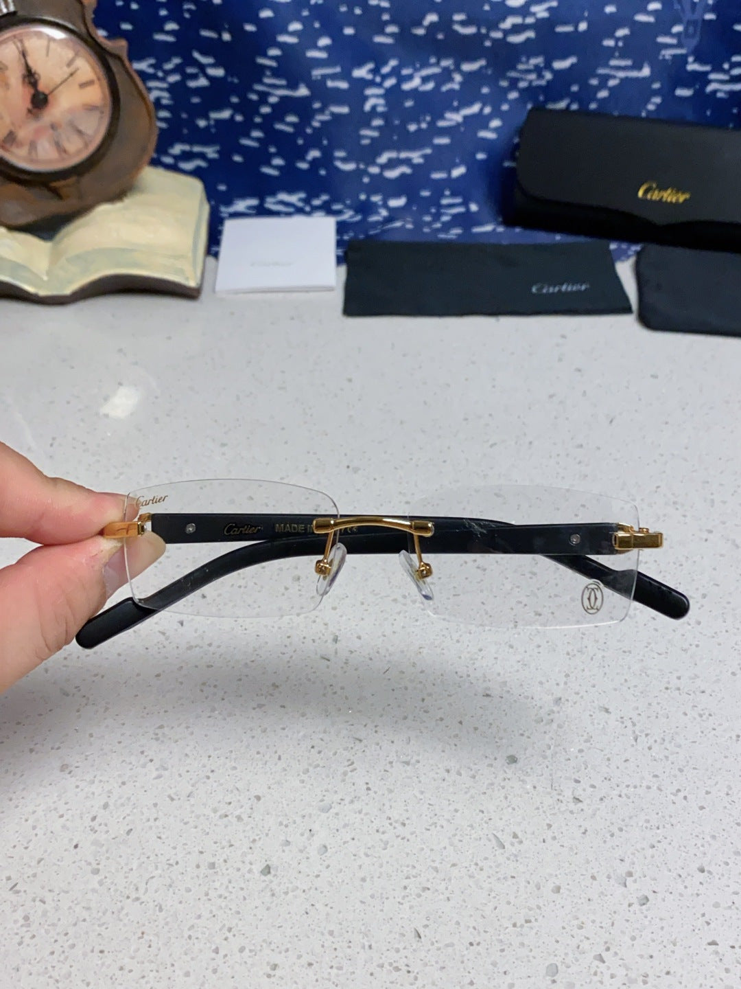Cartier Lightweight Rimless Silver Lens Sunglasses for Men & Women - 465902 - detail image 4
