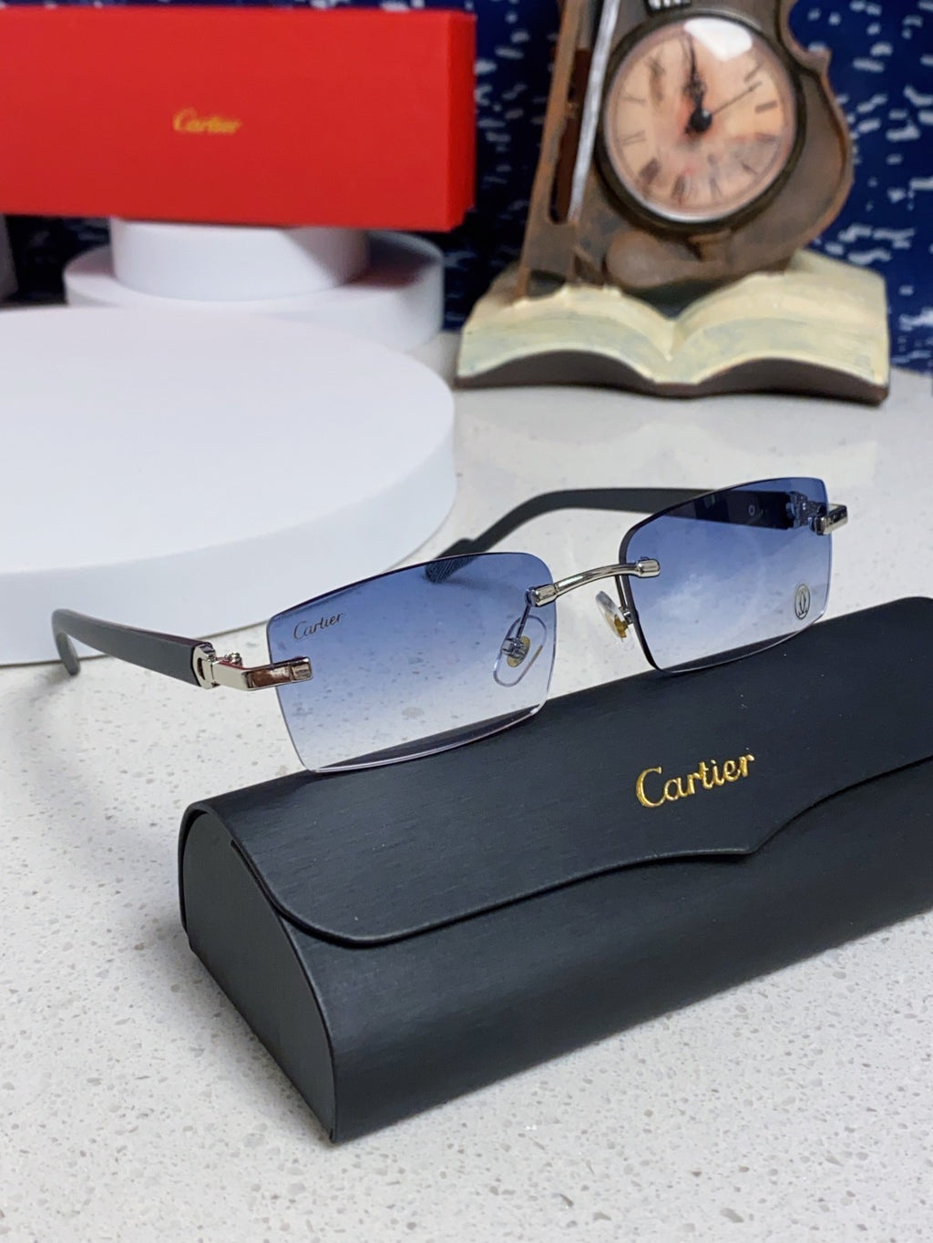 Cartier Lightweight Rimless Silver Lens Sunglasses for Men & Women - 465903 - detail image 10