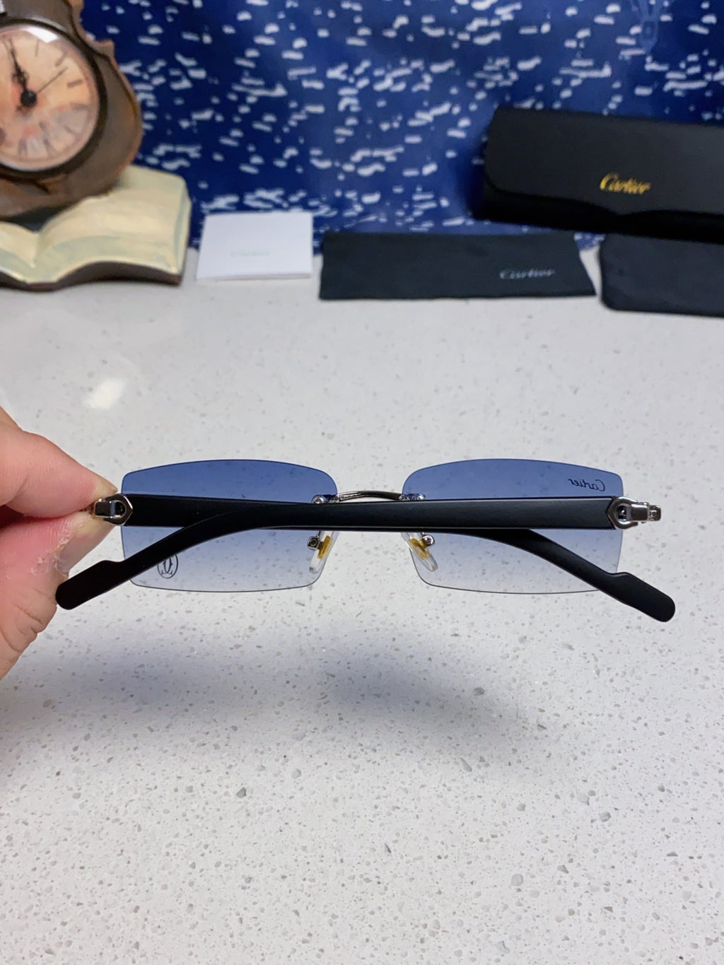 Cartier Lightweight Rimless Silver Lens Sunglasses for Men & Women - 465903 - detail image 5