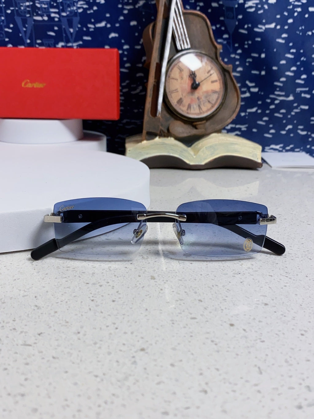Cartier Lightweight Rimless Silver Lens Sunglasses for Men & Women - 465903 - detail image 9