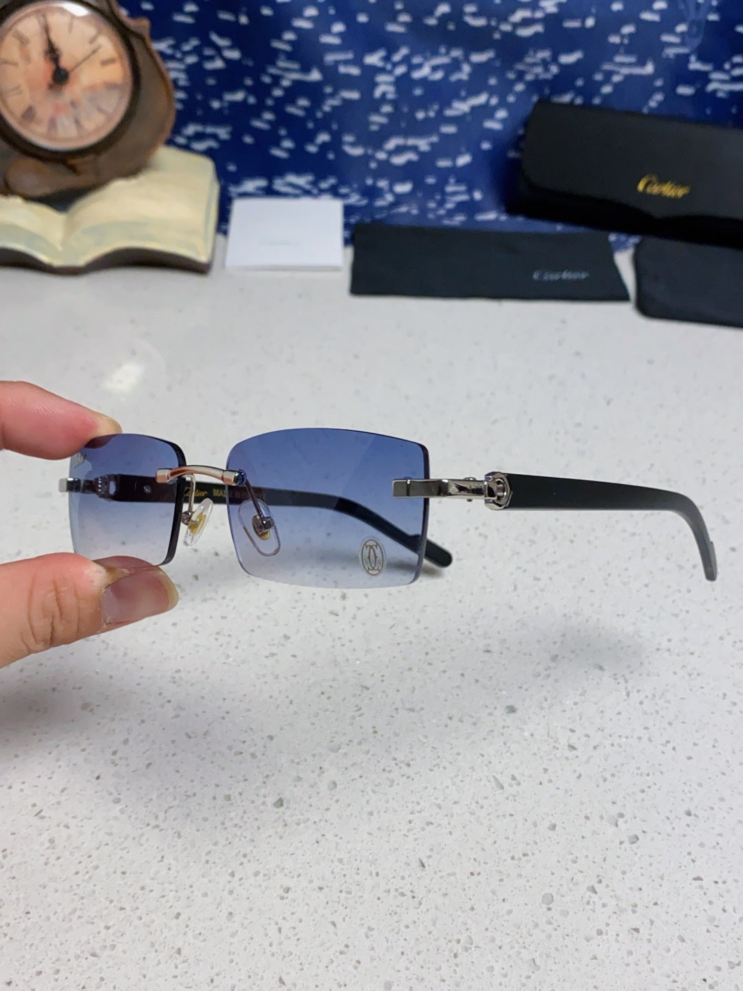 Cartier Lightweight Rimless Silver Lens Sunglasses for Men & Women - 465903 - detail image 6